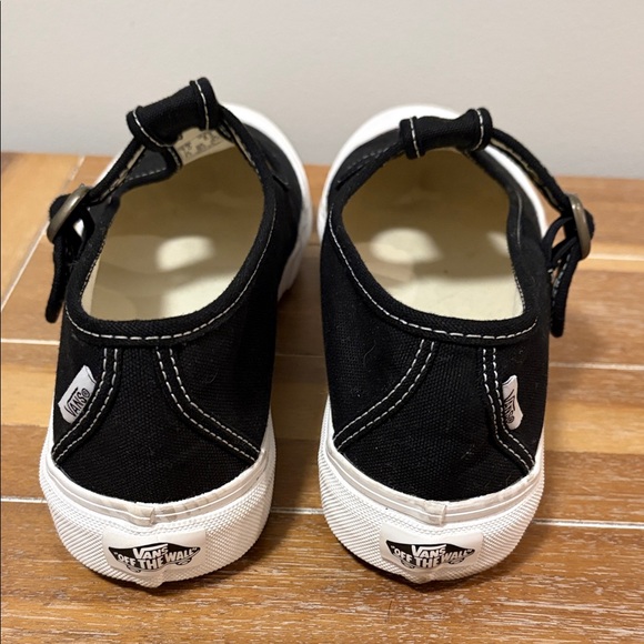 Vans Mary Jane Black and White Buckle Sneaker Flats with Gum Sole - Picture 3 of 7